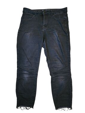 ​Maurices Everflex High-Rise Skinny Jeans Black Raw Hem Size 6 Reg